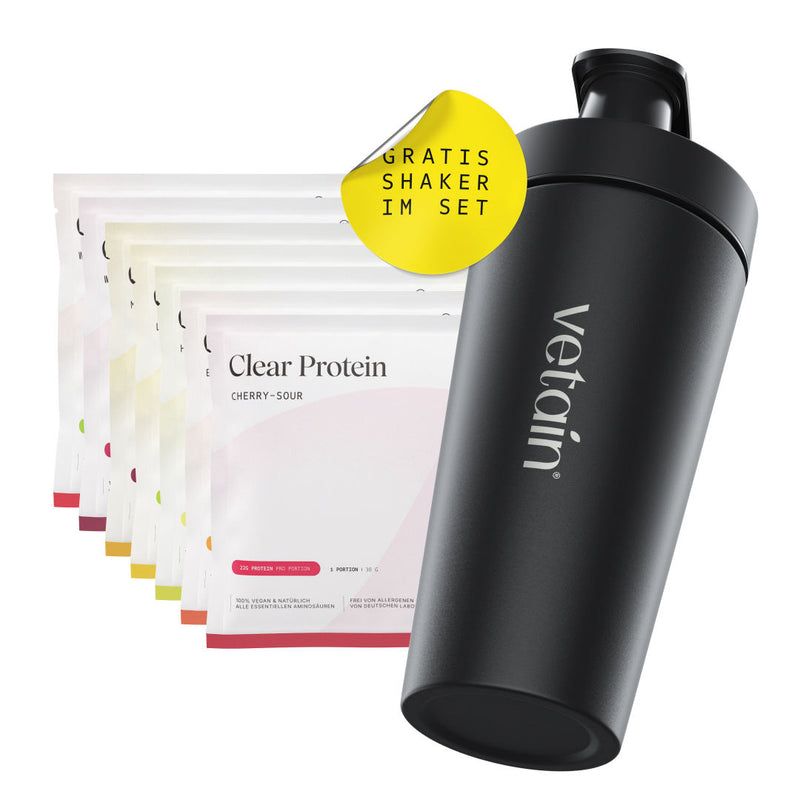 veganes Clear Protein Probierpaket mit Gratis Shaker