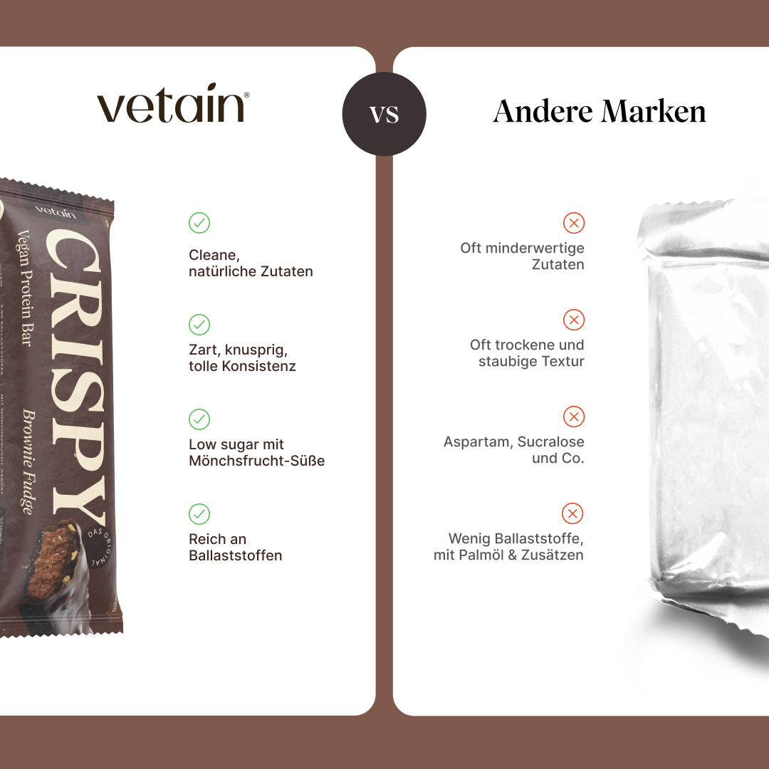 CRISPY veganer Proteinriegel - Brownie Fudge (12er Pack)