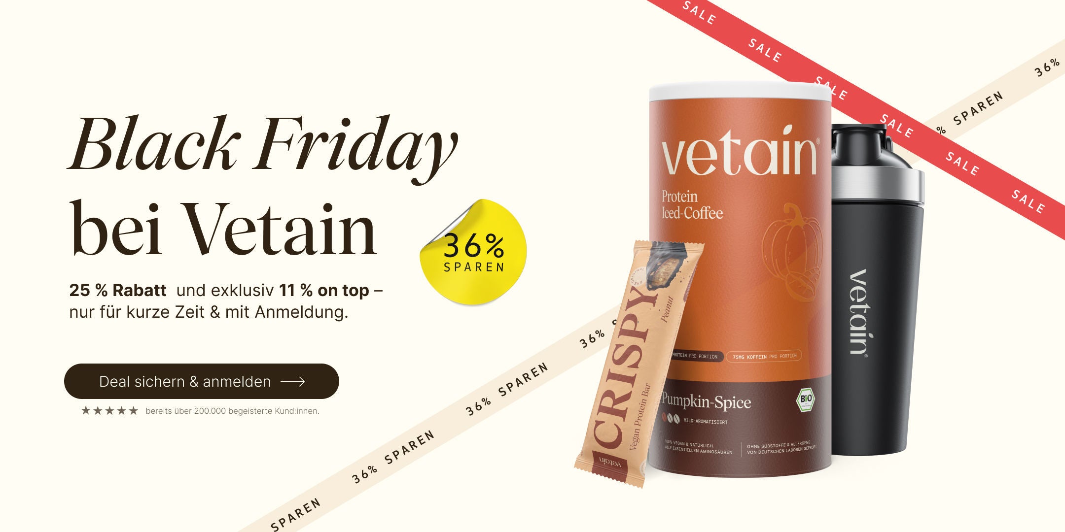 Vetain Black Friday mit 25% Rabatt und exklusiv 11% on top - für kurze Zeit und nur mit Anmeldung.