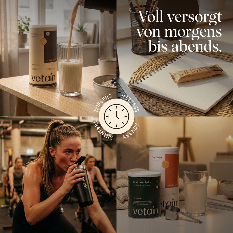 Performance Pro Bundle von Vetain. Morgens, mittags, abends und im Training. Immer voll versorgt von morgens bis abends.