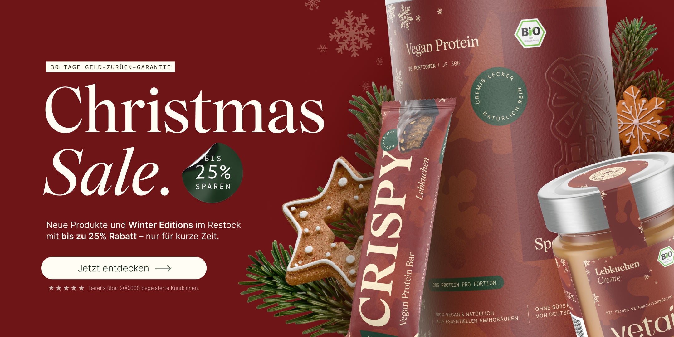 Christmas Sale bei Vetain. Bis zu 25% Rabatt. Neue Produkte und Winter Editions im Restock. Pflanzlich, mit Bio-Zutaten, 100% natürlich und frei von künstlichen Zusätzen. 30 Tage Geld zurück Garantie. Jetzt entdecken. Proteinpulver Spekulatius, Proteinriegel Lebkuchen Lebkuchencreme