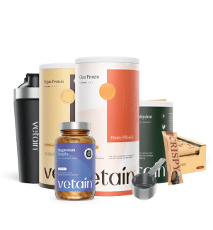 Vetain Bundle Performance Pro. Vegan Protein, Clear Protein, Crispy Proteinriegel, Kreatin, Magnesium, Edelstahl Proteinshaker und Edelstahl Scoop Portionierlöffel