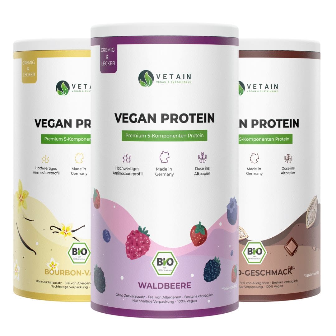 Bundle Veganes Proteinpulver Waldbeere, Kakao und Vanille