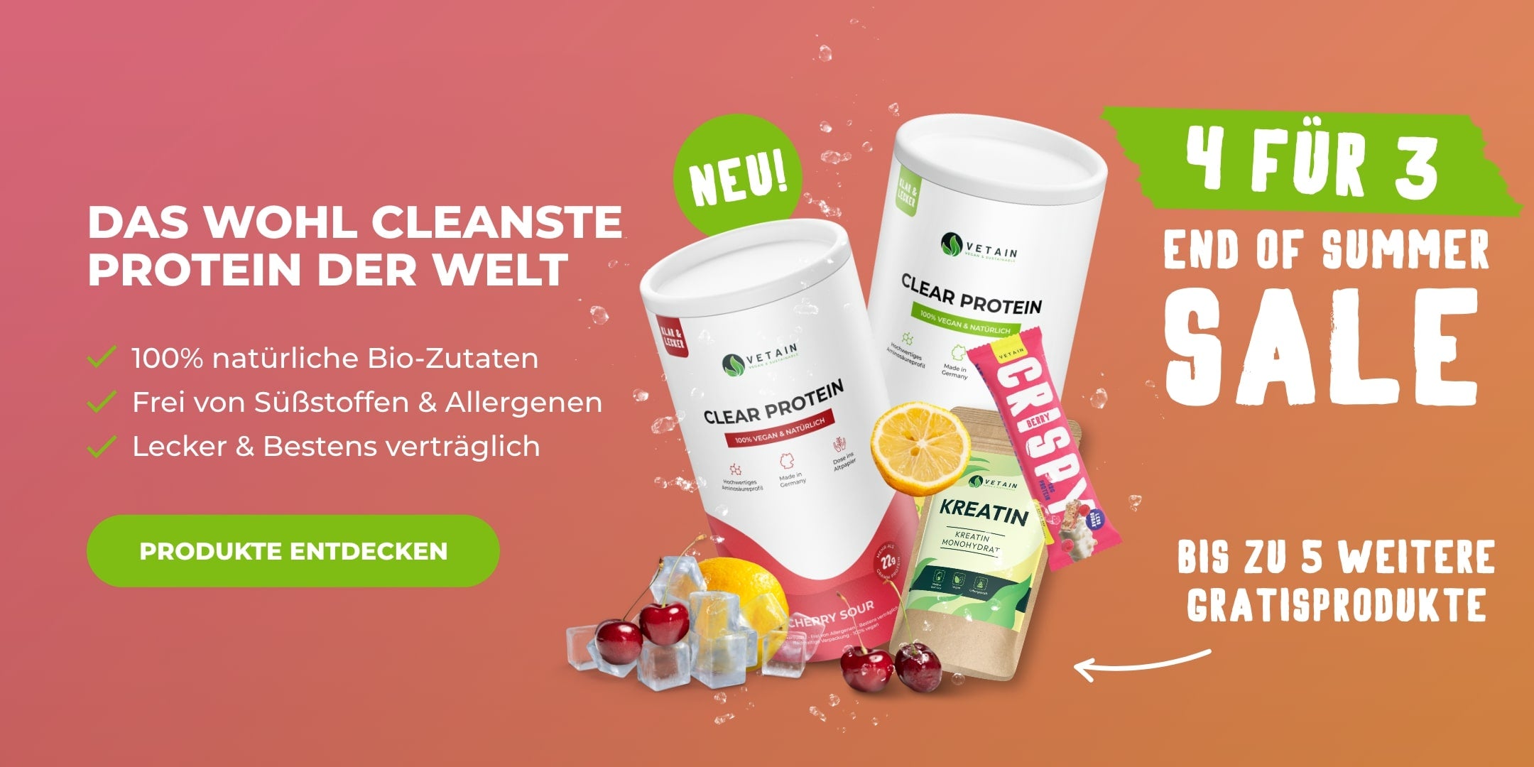 Clear Drop Aktion Vetain - Vegane Proteinpulver