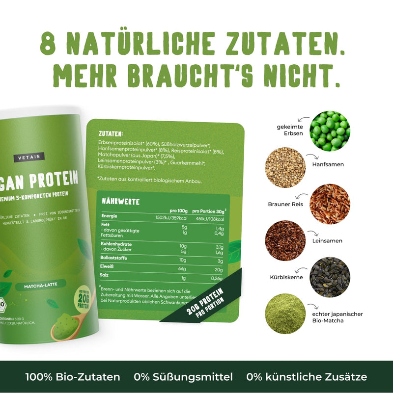 Vegan Protein Matcha - Natürliche Zutaten - Mehrkomponentenprotein