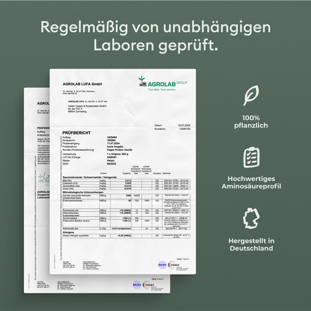 Vetain veganes Proteinpulver von Laboren geprüft