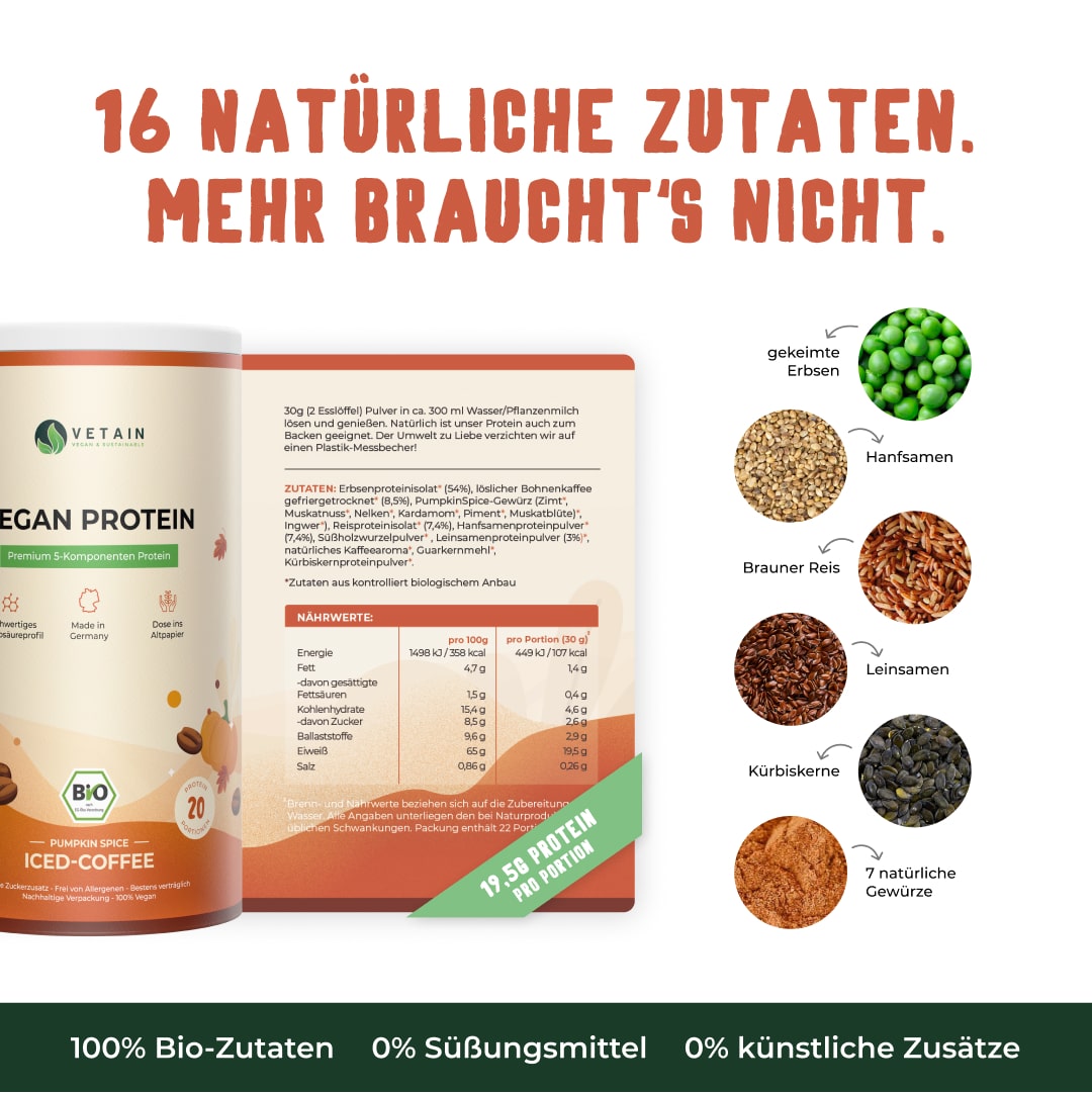 Vegan Protein Pumkin-Spice - Natürliche Zutaten - Mehrkomponentenprotein