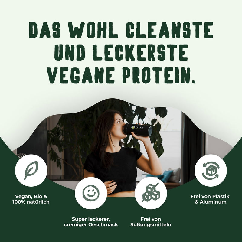 Vegan Protein - leckerer Geschmack - vegan, bio und natürlich, frei von Süßungsmitteln