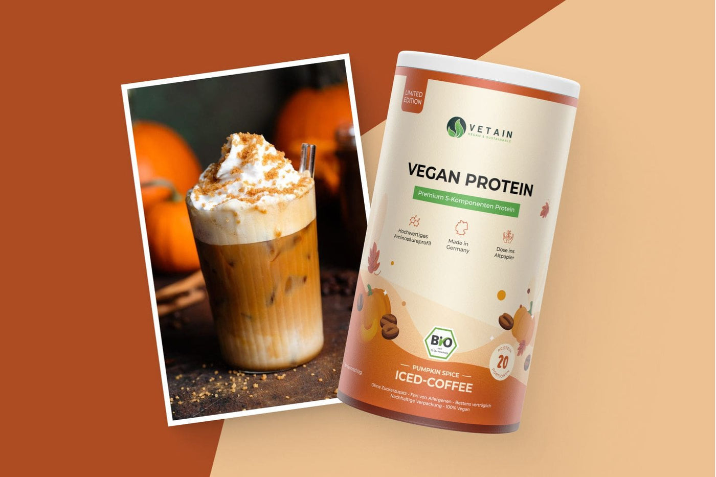 Vegan Protein Pumpkin Spice Iced-Coffee Veganes Protein