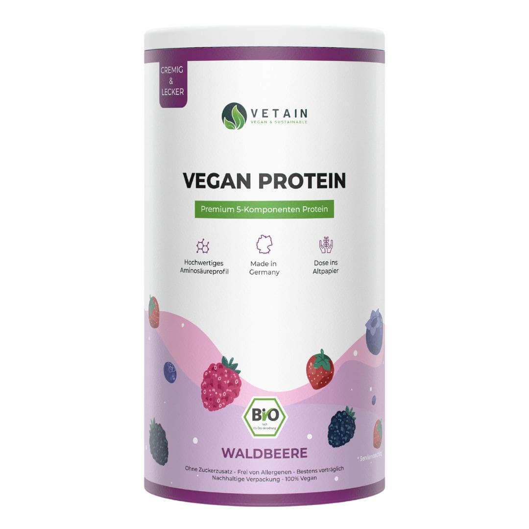 Vegan Protein Waldbeere - Veganes Proteinpulver Beerengeschmack Vetain
