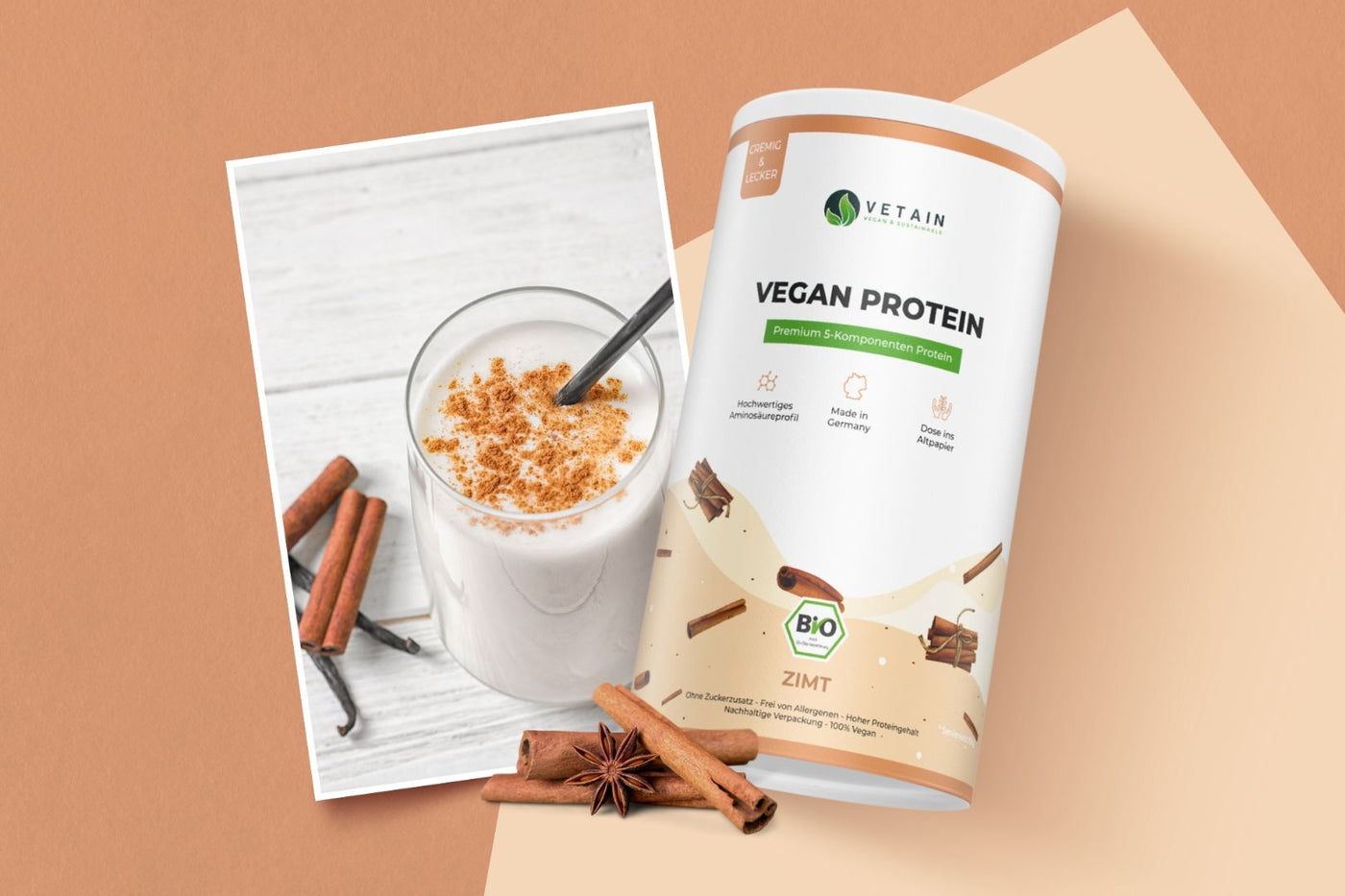 Vegan Protein Zimt Veganes Bio Proteinpulver