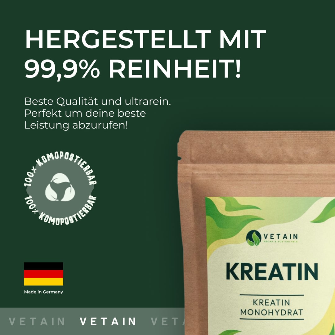 Vetain Creatin Kreatin Monohydrat Pulver 99,9% Reinheit