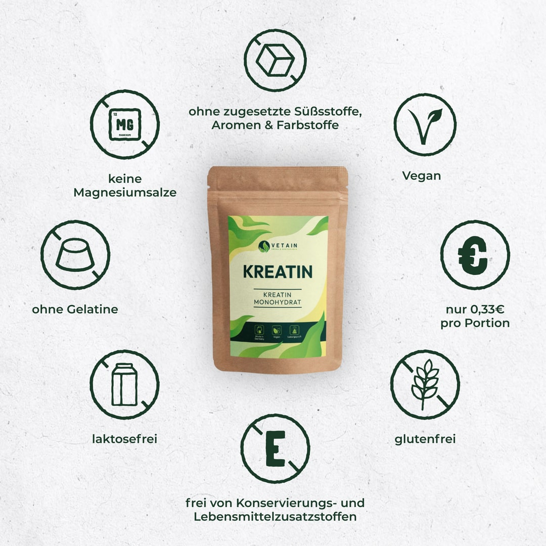 Vetain Creatin Kreatin Monohydrat Pulver Vorteile