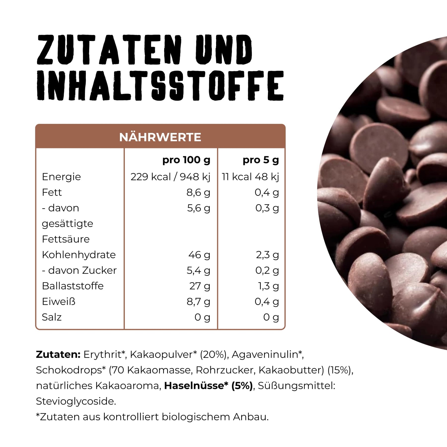 Vetain Geschmackspulver Flavour Buddy Nuss Nougat Chunky Flavour Nährwerte