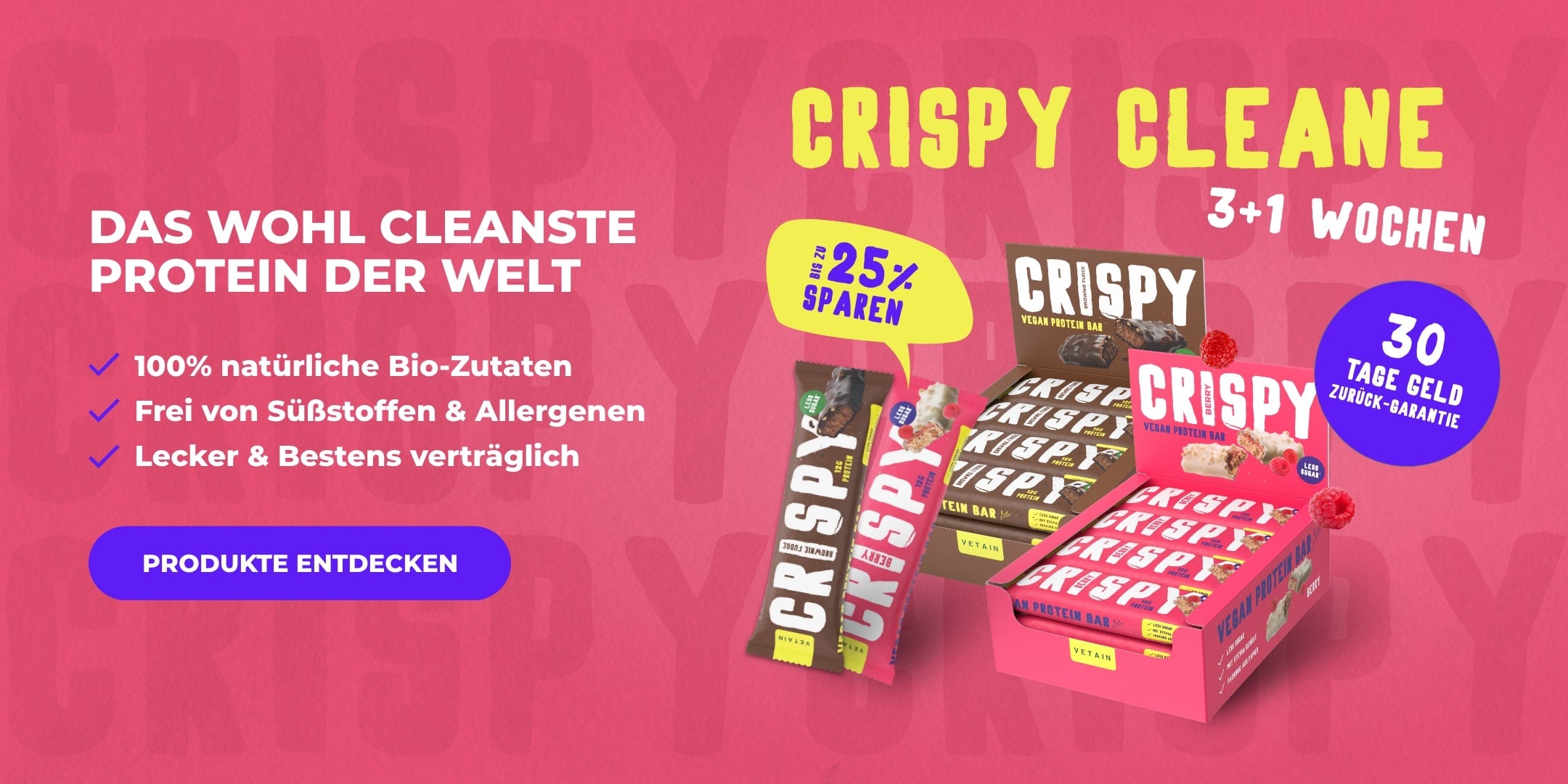Vetain Onlineshop Banner vegane Supplements - Crispy Launch