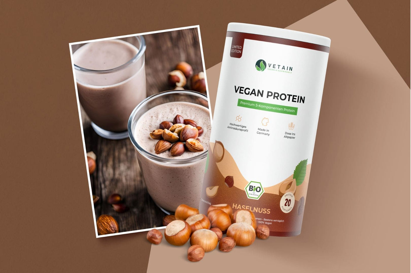 Vetain Vegan Protein Haselnuss Bio